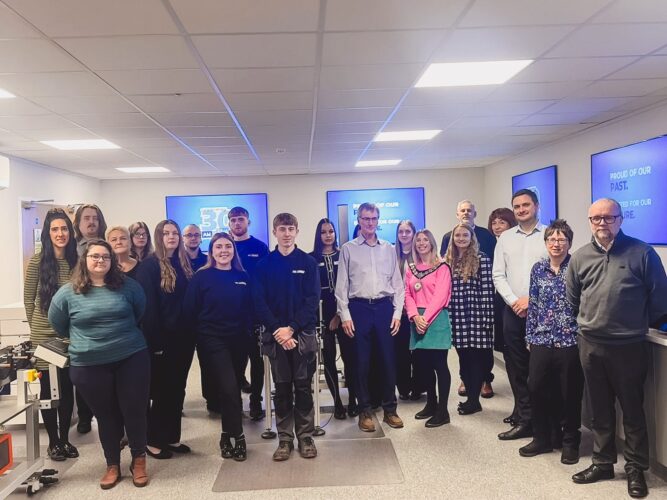 AM Labels 30th anniversary - team photo with Mayor of Kettering